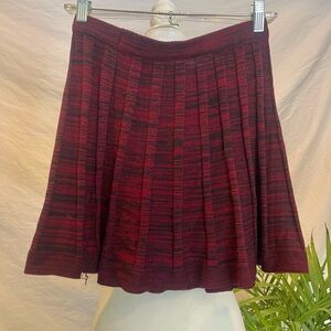 Red Pleated Sweater Skirt